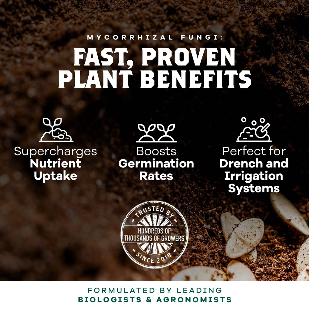 DYNOMYCO Spark WP Mycorrhizal Fungi, 4oz Wettable Powder – 3-In-1 Root Enhancer Amplifies Nutrient Uptake & Yield – Treats 25 Plants, Indoor/Outdoor Bio-Stimulant – Dissolves Fast in Seed Starter Soil