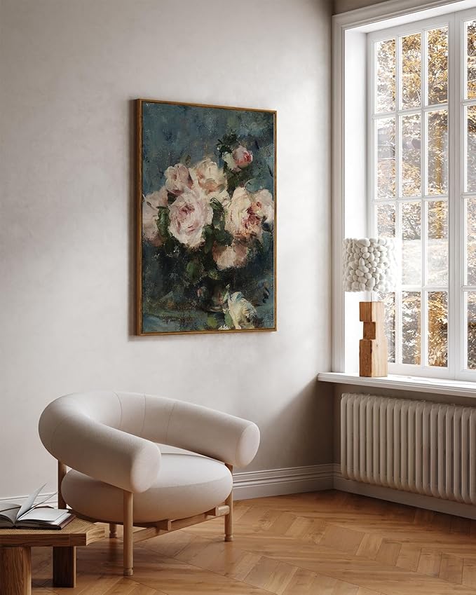 InSimSea Framed Wall Art for Living Room Flower Wall Pictres Roses Vintage Botanical Prints Floral Paintings Art Wall Decor Aesthetic Room Decor Canvas Prints for Bedroom Office Decor 24x36in