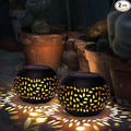 Solar Lanterns Waterproof Outdoor - 2 Pack Hollow Out Retro Metal Solar Lights, Unique Gardening Gifts for Women Mom, Outside Garden Yard Porch Lawn Indoor Tabletop Decorations