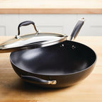 Anolon Advanced Home Hard Anodized Nonstick Deep Frying Pan/Skillet with Lid, 12 Inch, Onyx
