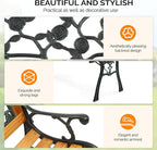 VINGLI Outdoor Bench Metal Garden Bench, Wood Patio Benches w/PVC Backrest Cast Iron Love Seat Park Benches for Porch Yard (Rose)