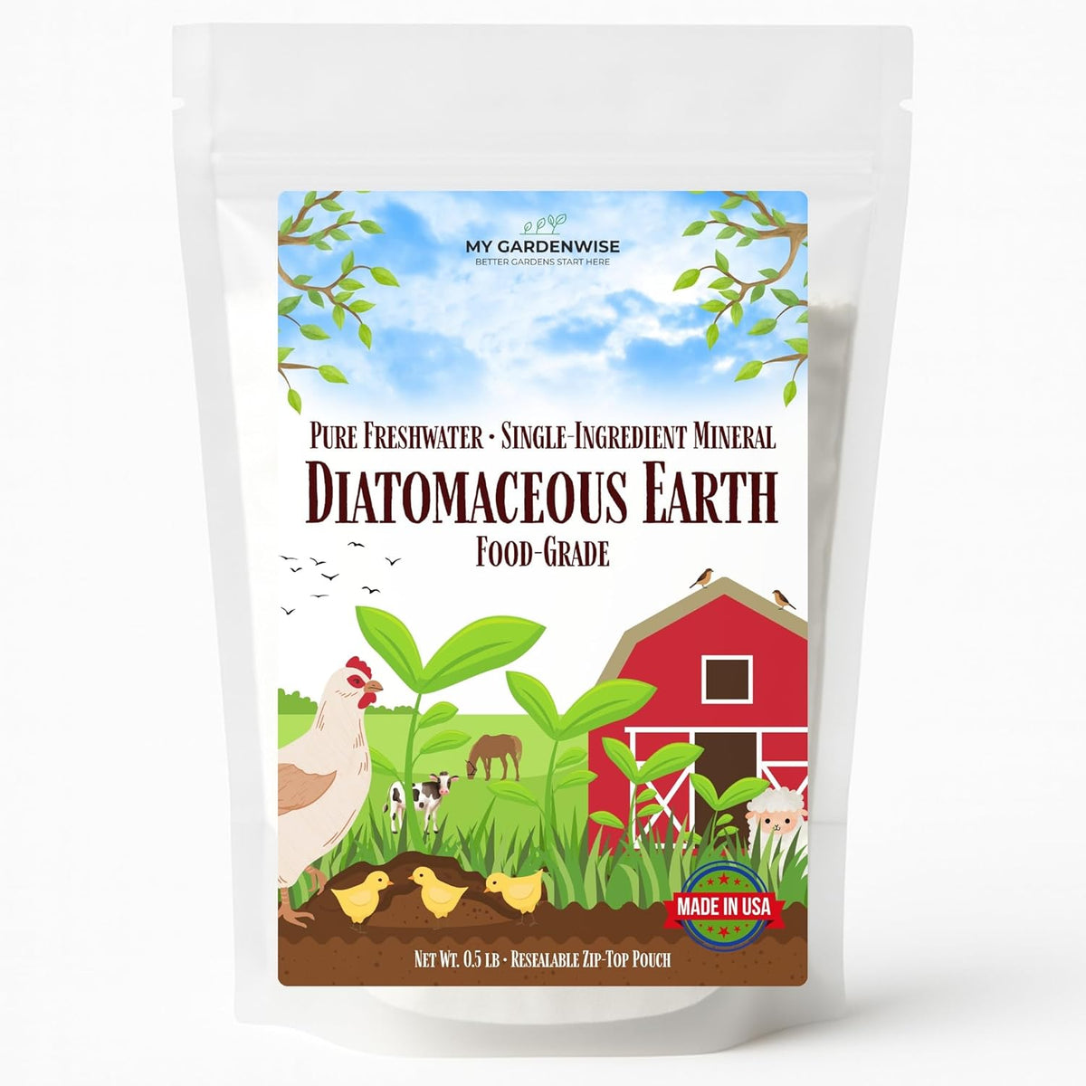 Diatomaceous Earth Food Grade – Diatomaceous Earth (DE) Powder – Pets & Plants Safe – Made in USA (0.5 lb)