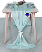 MDS Halloween Chiffon Table Runner - 5 Pack, 29 x 170 Inches, 14ft Each - Sheer Spooky Table Runners for Haunted House Parties, Trick-or-Treat Tables, Witchy Décor, Wedding & Events - Teal