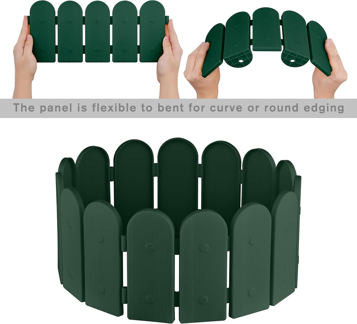 Evelyne Garden Border Edging: Wooden Fence Design - 8pcs Green Yard Landscaping Fence Liner Lawn Edge Barrier - 10ft Kit of Decorative Lawn Landscape Panels Elements -Landscaping Edging-GMT-10374-B08