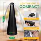 BUGGOFF Black Fly & Flying Insect Repellent Fan with Twin Blades, Table top & Hangable, Battery Powered USB C Chargeable, Cable Included. Safe Blades with Auto Stop. 4 Pack