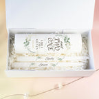 Unity Candles for Wedding, Modern Unity Set, Custom and Personalized Pillar and Taper Candles with Quote, Unscented White Premium Wax, Religious and Wedding Ceremony, Special Events (Custom Date)