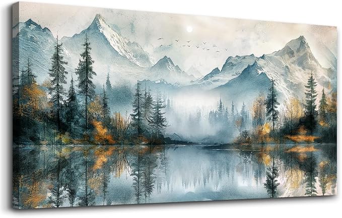 MHARTK66 Large Wall Art For Living Room Canvas Wall Decor For Bedroom Modern Office Decorations Forest Trees Landscape Pictures Lake View Wall Paintings Canvas Artworks Ready To Hang Home Decor