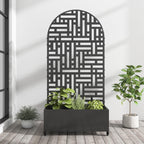Casaphoria Metal Raised Garden Bed with Trellis and Wheels, 72"x35"x16" Arched Planter Box for Climbing Plants, Vegetables & Vines, Features Drainage Holes and Privacy Screen (Black-Helen)