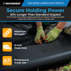 Sandbaggy USA Made 9-inch Landscape Staples - Garden Stakes - Landscaping Fabric, Netting, Sod, Artificial Turf (11 Gauge, 1000, Count)