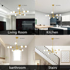 Modern Chandelier Ceiling Light Fixture, 53InchH Sputnik Chandeliers for Dining Room Hanging Light Fixtures Over Table Height Adjustable for Bedroom Kitchen Island Foyer 8-Light Gold