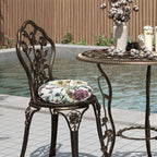 Bistro Chair Cushions 15 inch,Set of 2,Tufted Round Chair Cushions with Ties,15"x15"x4",Water Resistant Round Seat Cushion for Barstool Chairs,Patio Garden Kitchen Outdoor Furniture(Butterfly Flower)