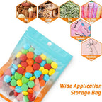 Funfery 100 Pack Gradient Holographic Bags,Mylar Resealable Bag with Zipper,Clear Window Packaging Pouch,Smell Proof Bags for Food Storage,Sample Jewelry Baggies(5.5x7.9In,Blue Orange)