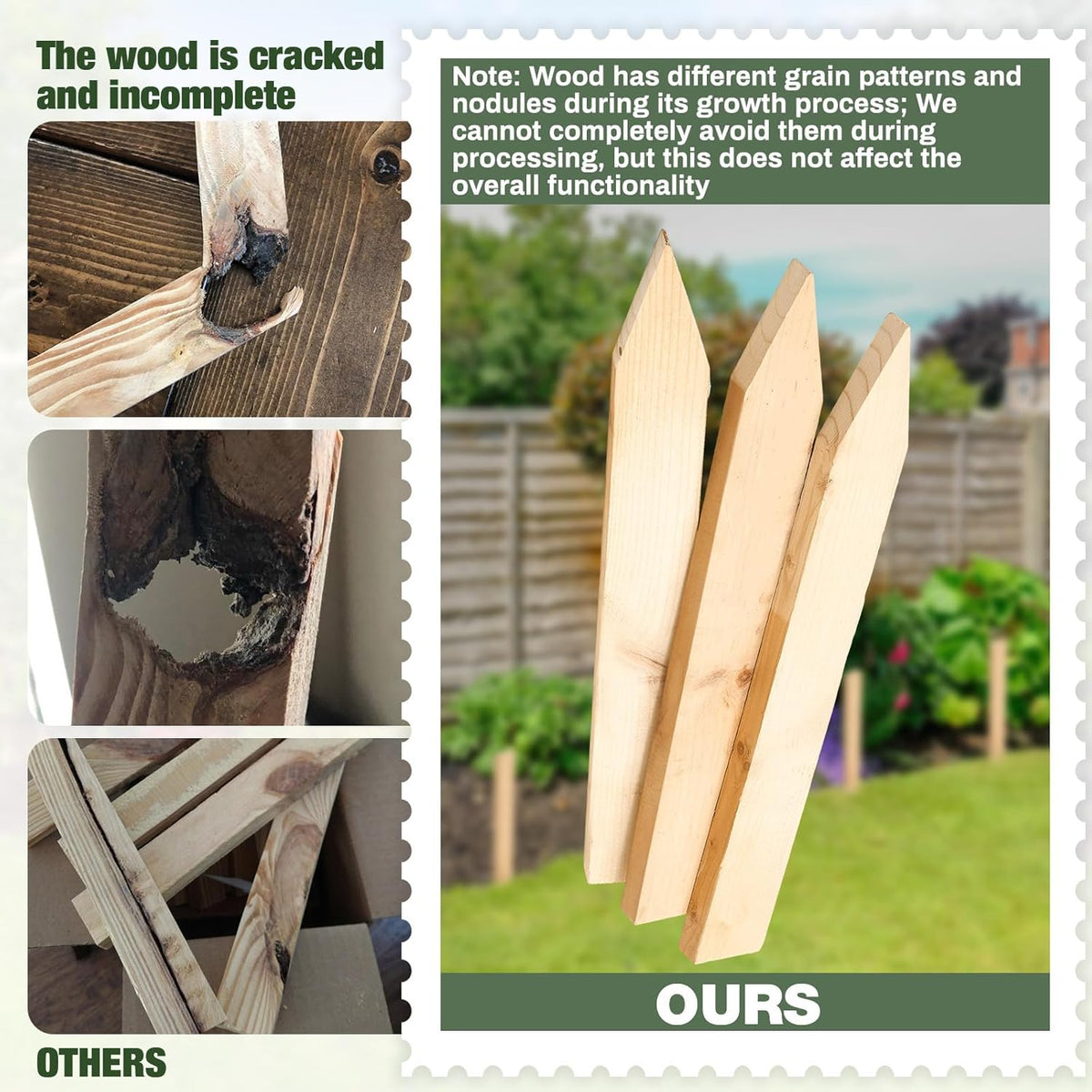 48 Pieces Wooden Garden Stakes 12 Inch Grade and Survey Stakes Wooden Garden and Sign Posts for Plant Support Silt Fence Yard Farm Survey Boundaries Baselines