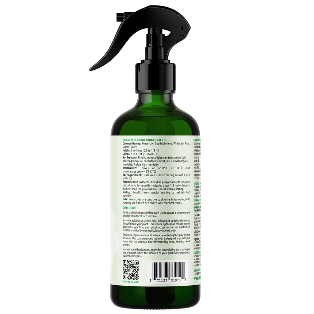 Peace Lily Foliar Spray - 3-1-2 Plant Fertilizer - Premium Spray for Indoor Plants with Essential Nutrients - Peace Lily Plant Food & Fertilizer - Ready-to-Use (16 OZ)