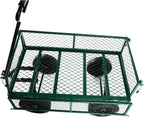 Heavy-Duty Solid Tire Garden Dump Cart - 4.86 cu. ft. Yard Wagon Cart with 600 LBS Capacity & Spacious Mesh Bed (37" x 19.5") - No-Flat Tires, Utility Wagon