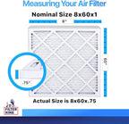 Filter King 8x60x1 Air Filter | 4-PACK | MERV 8 HVAC Pleated A/C Furnace Filters | MADE IN USA | Actual Size: 8 x 60 x .75"