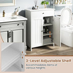 Giantex Storage Cabinet, White Bathroom Cabinet with 2 Doors, 1 Drawer, 3-Level Adjustable Shelf, Modern Wooden Storage Organizer for Laundry Room, Entryway, Living Room