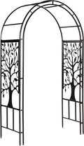 Evergreen Plow & Hearth Tree of Life Garden Arbor - 7 Feet Tall | Slim Metal Arch with Iron Trellis for Climbing Plants | Elegant Wedding Arbor | Outdoor Patio & Garden Decor