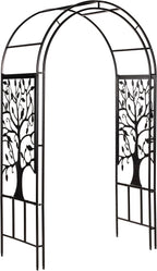 Evergreen Plow & Hearth Tree of Life Garden Arbor - 7 Feet Tall | Slim Metal Arch with Iron Trellis for Climbing Plants | Elegant Wedding Arbor | Outdoor Patio & Garden Decor