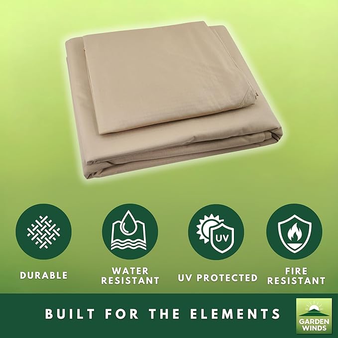 Garden Winds Reinforced Replacement Canopy Top Cover Compatible with The HWG-027C Erommy 12' x 12' Square Gazebo - Classic Sand, Riplock 350