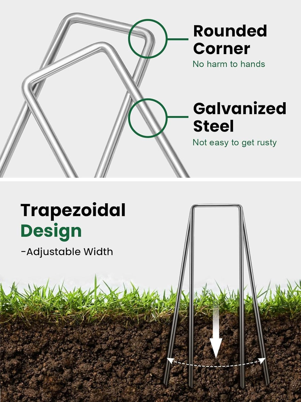 GROWNEER Landscape Staples Anti-Rust, 6 inch 500pcs Galvanized Garden Staples, Tent Stakes SOD Pins Yard Stakes for Securing Weed Fabric Barrier, Ground Cover, Artificial Turf, Dog Fence
