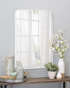 White Bathroom Mirror,20 x 30 Inch Rectangle Wall Mirror with Wood Frame,Vanity Modern Tempered Glass Mirror for Bedroom,Entryway,Living Room