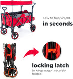 Creative Outdoor Push Pull All-Terrain Collapsible Folding Stroller Wagon for Kids, 150lbs Weight Capacity, Platinum Series, Beach, Park, Garden & Tailgate, (Red)