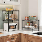 Small 2 Tier Shelves Storage Wire Shelving Unit Metal Shelf Adjustable Organizers Storage Shelving with Wheels for Bathroom Laundry Room Kitchen Pantry12”D x 18”W x 12.2”H Black