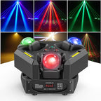Moving Head DJ Lights, 150W RGBW LED Laser Stage Light,XY Dual-Axis Rotating,Strobe & Star Effect,Linear Dimming, DMX Sound Activated,Laser Party Lights for Live Show,Wedding,KTV Club,Bar