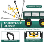 550 Lbs Steel Garden Cart. Heavy Duty Metal Garden Wagon with 10" Wheels, Pullable Metal Garden Wagon w 180° Rotating Handle and Removable Sides for Farm, Yard,