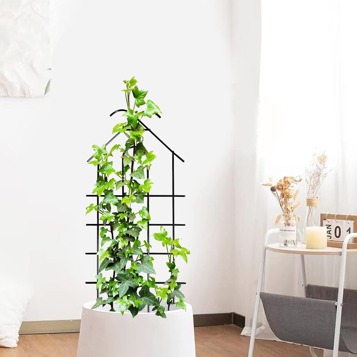 ARIFARO 40'' Metal Garden Trellis Indoor/Outdoor Sturdy Plant Trellis for Potted Plants,House Plants, Climbing Vines, Pack of 4, Black