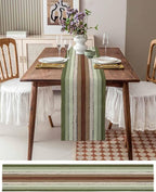 Sage Green Wooden Cotton Linen Table Runner for Dining Kitchen, Wedding Outdoor Party Tablerunners Decoration, Vintage Country Retro Distressed Grain Dresser Scarf Coffee Tablecloth Runners 13''x72''