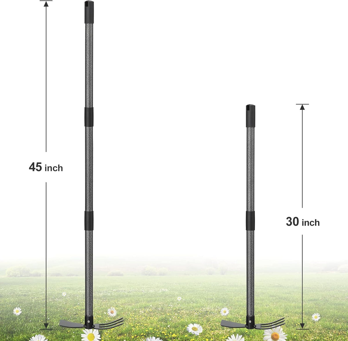 Hoe Garden Tool, 45 Inch Garden Hoe Long Handle for Weeding, Hoe Cultivator 2 in 1 Hand Garden Tools for Gardening Tools Planting