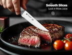 BRODARK Steak Knives Set of 4: 4.5 Inch Serrated Steak Knives - High Carbon Stainless Steel Kitchen Steak Knife Set - Never Need Sharpening - NSF Certified, Shark Series