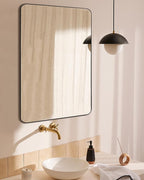 Black Bathroom Mirror,24 x 36 Inch Rectangle Wall Mirror with Wood Frame,Vanity Modern Tempered Glass Mirror for Bedroom,Entryway,Living Room