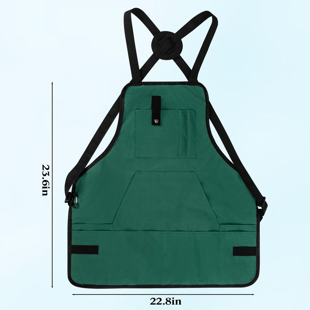LUCKIPLUS Gardening Apron, Garden Apron for Women with Pockets, Waterproof 600D Heavy Duty Cross Back Work Tool Aprons for Men Gardeners Painting