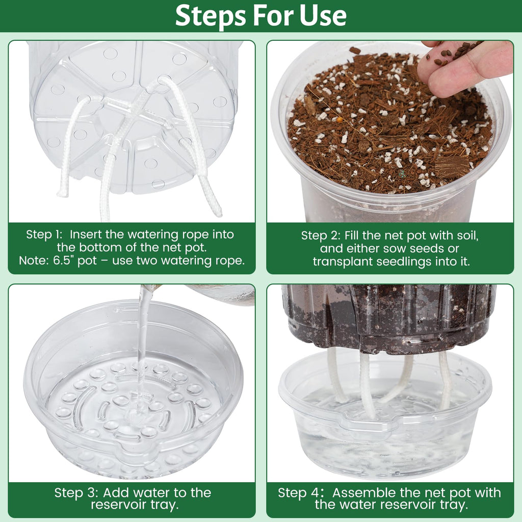 Bluepro Self Watering Pots for Indoor Plants, 4/5/6.5 Inch, 18-Pack