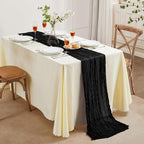 6 Pack Halloween Cheesecloth Table Runner 10FT Long Black Boho Gauze Table Runner Rustic Sheer Runner for Halloween Decoration Wedding Baby Shower Birthday Party Table Decor Thanksgiving Christmas