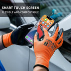 MANUSAGE Safety Work Gloves, Excellent Grip, Nylon Shell Foam Nitrile Palm Coated Working Gloves, Knit Wrist Cuff (Size L, Orange, 6-pairs) (N1558OL6)