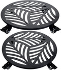 2 Pack 15 inches Extra-Large Metal Plant Caddy with Wheels Heavy-Duty Iron Rolling Plant Stand with Casters Indoor Outdoor Wheeled Plant Roller Base Pot Movers Plant Dolly Coaster Trolley Black