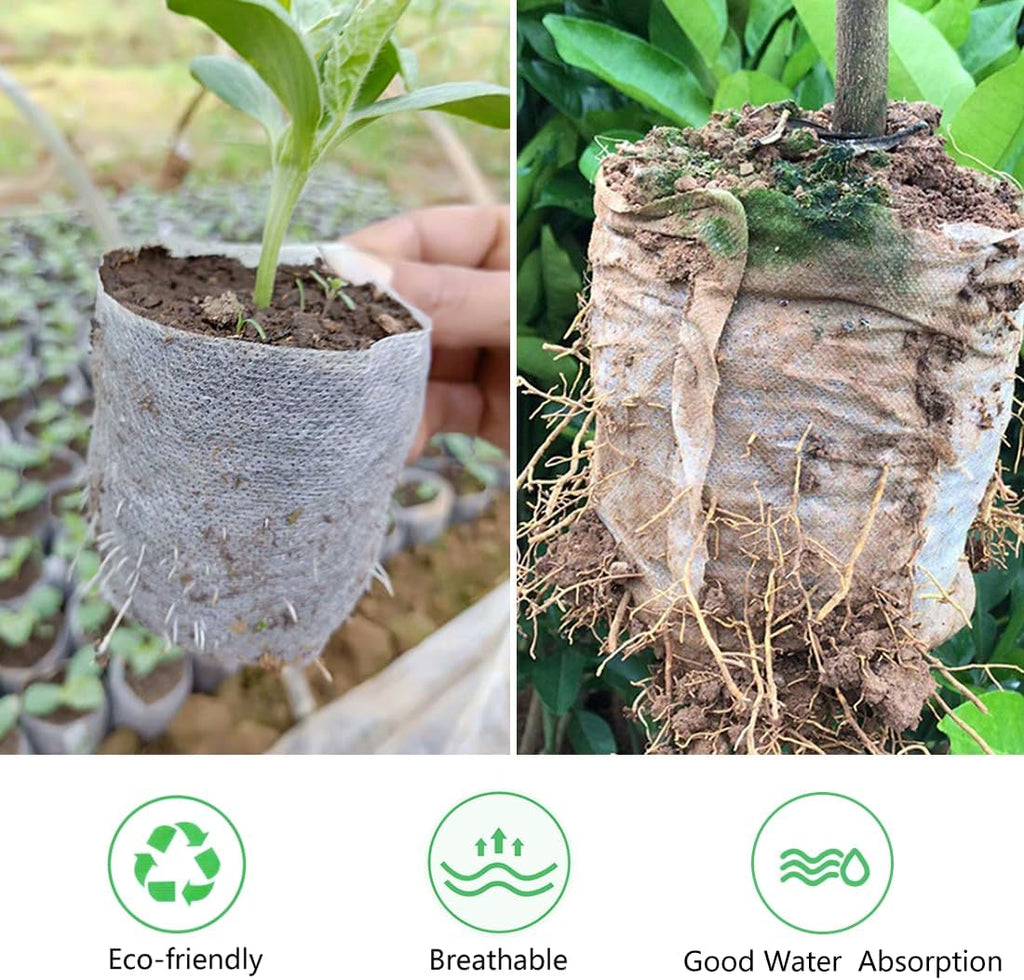 Belit 50 Pcs Non-Woven Plant Nursery Bags, Seedling Pots Container for Vegetable, Flower, Plant Grow (9.1"x9.3")