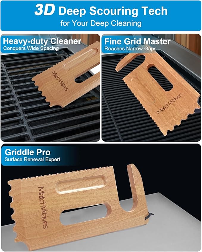 Wooden Grill Scraper, Grill Grate Cleaner for Traeger Grills - Safe Bristle-Free Grill Cleaning Tool