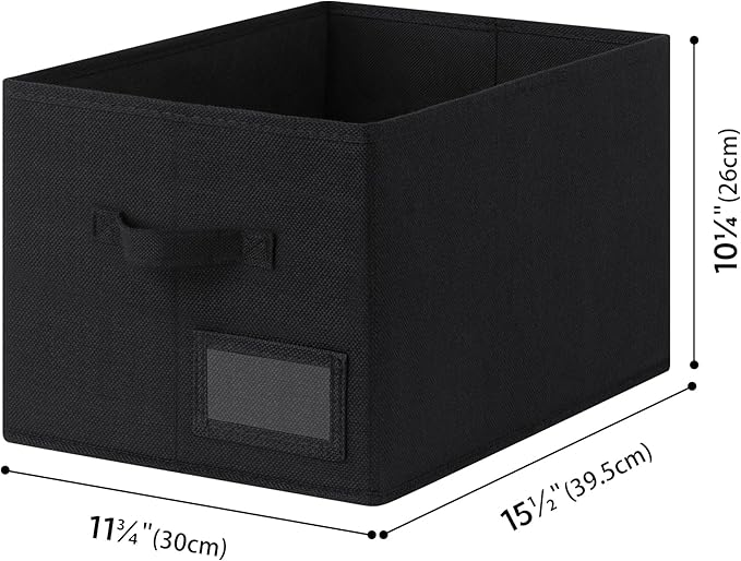 GRANNY SAYS Storage Bins, Storage Baskets for Shelves, Fabric Storage Bin for Clothes, Closet Organization Bin, Collapsible Storage Bins with Handles, Decorative Storage Box, Black, Jumbo, 3-Pack