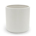 Amazon Basics Fluted Ceramic Planter Pot for Indoor Outdoor Plants, Round Flower Pot with Drainage Hole, 10-inch, White