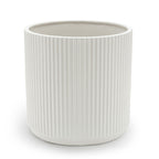 Amazon Basics Fluted Ceramic Planter Pot for Indoor Outdoor Plants, Round Flower Pot with Drainage Hole, 10-inch, White