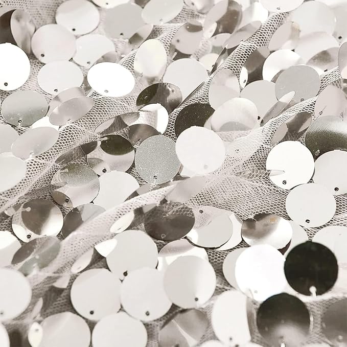 HH 9x9FT Big Silver Sequin Backdrop Curtains,Shimmer Sequin Fabric Photography Backdrop,Photo Backdrop Payette Backdrop Curtain Panels Backgrounds for Wedding Party Christmas Decoration