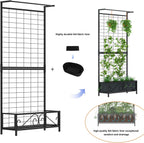 Zhongma Metal Planter with Trellis Raised Bed with Trellis for Vine Climbing Plants Flowers(12.8 x 35.43 x 74 in), 74 Inch Height Privacy Screen with Hanging Plant Pot Shelf