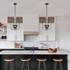 Small Modern Black Chandelier for Foyer, 4 Light Industrial Entryway Lighting Fixtures,Farmhouse Pendant Light for Kitchen Island Stairway Hallway Dining Room