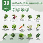 Organo Republic 30 Most Popular Winter Vegetable Garden Seeds Variety Pack- Outdoors/Indoor 33,200+ Non-GMO Heirloom Veggie Seeds Broccoli Beet Carrot Cabbage Chives Lettuce Radish Pea Spinach & More