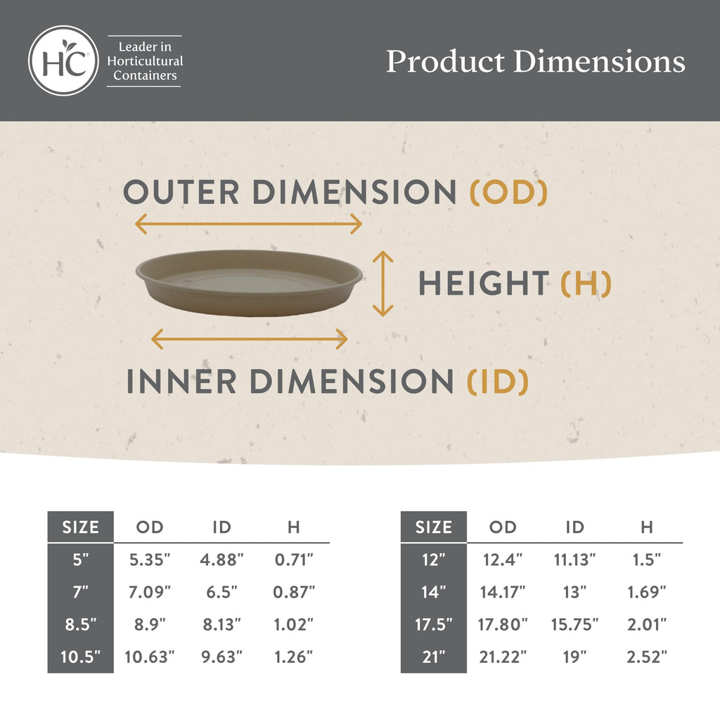 The HC Companies Round Prima Flower Pot Saucers - Plastic Plant Saucer for Outdoors & Indoors - Traditional Plant Pot Trays for Water Drainage -Durable Plant Tray (10.5-inch Sandstone, Pack of 1)